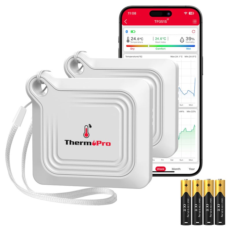 ThermoPro Bluetooth Hygrometer Thermometer for House 260FT Temperature and Humidity Monitor Remote App Control Humidity Temperature Sensor 2Year Data Storage Export for Greenhouse Room 2 Pack - Image 2