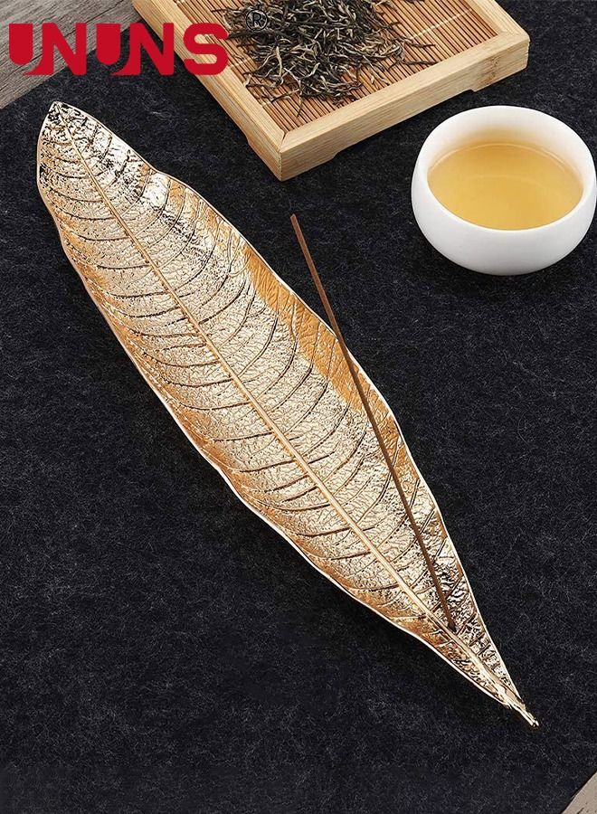 UNUNS حامل البخور، مبخرة على شكل ورقة شجر، حاملات البخور لعصي الرماد، مناسبة لجميع أحجام عصا البخور، الأفضل للتأمل، واليوجا، والمنزل، والمكتب، بطول 11 بوصة - Image 2