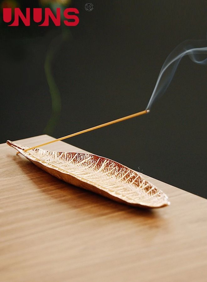 UNUNS حامل البخور، مبخرة على شكل ورقة شجر، حاملات البخور لعصي الرماد، مناسبة لجميع أحجام عصا البخور، الأفضل للتأمل، واليوجا، والمنزل، والمكتب، بطول 11 بوصة - Image 3