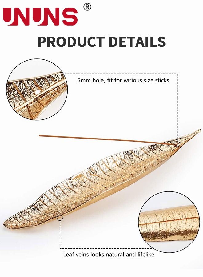 UNUNS حامل البخور، مبخرة على شكل ورقة شجر، حاملات البخور لعصي الرماد، مناسبة لجميع أحجام عصا البخور، الأفضل للتأمل، واليوجا، والمنزل، والمكتب، بطول 11 بوصة - Image 5