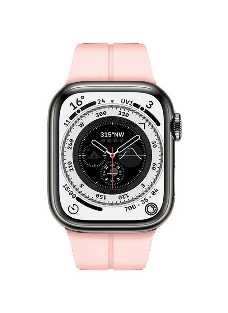 Apple Watch Band 42mm 44mm 45mm 49mm Magnetic Band D-buckle Silicone Sport Strap Replacement Wrist Band Pink