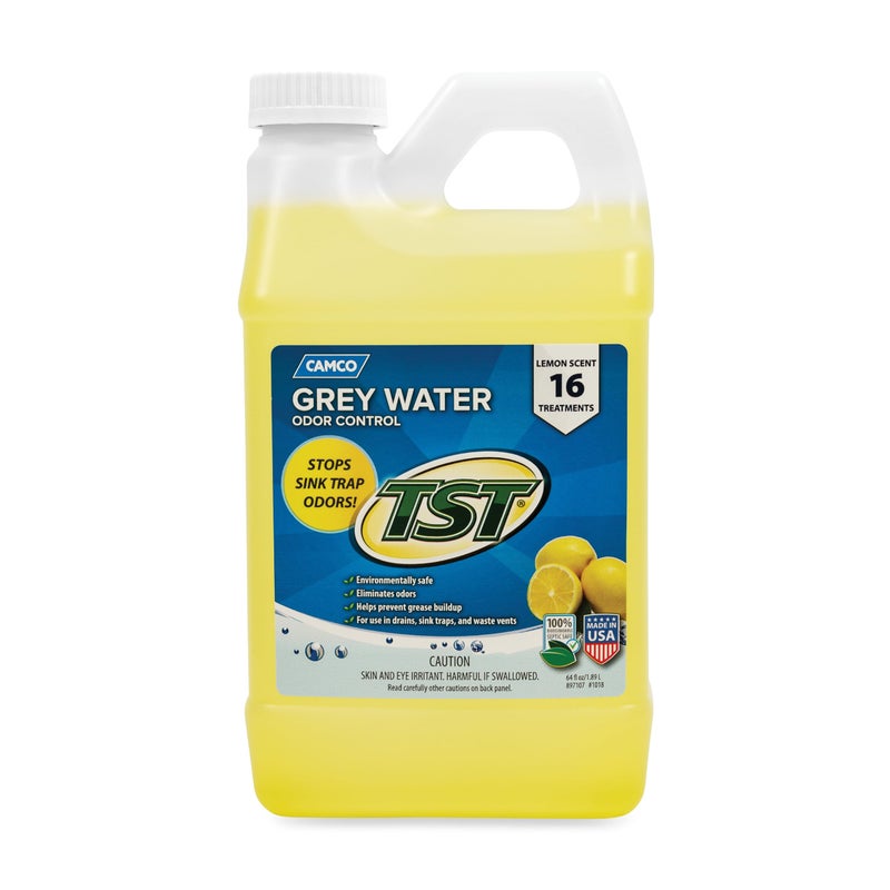 Camco TST CamperRV Grey Water Odor Control  Removes Grease Buildup in Gray Water Tank Sink  Shower Drains  4oz Treats 40Gal Holding Tank  Safe Septic Tank Treatment  Lemon 64 oz 40256 - Image 3