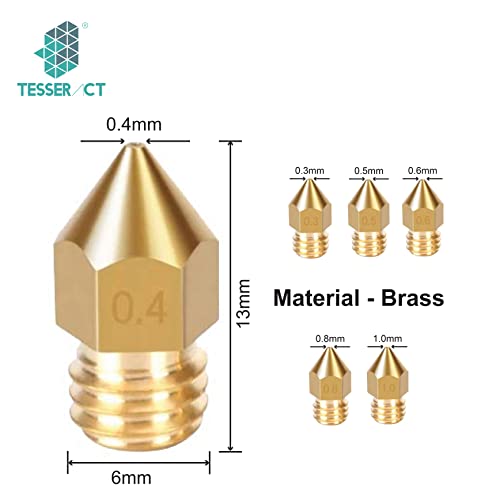 TESSERACT 0.4mm Extruder Nozzle For 3D Printer | MK8 Brass Nozzle for 3D Printing | Made in India Compatible With Anet A8 Makerbot MK8 Creality CR-10 S4 S5 Ender 3 3Pro 5 (Quantity-5 Nozzle MK8 0.4mm) - Image 2