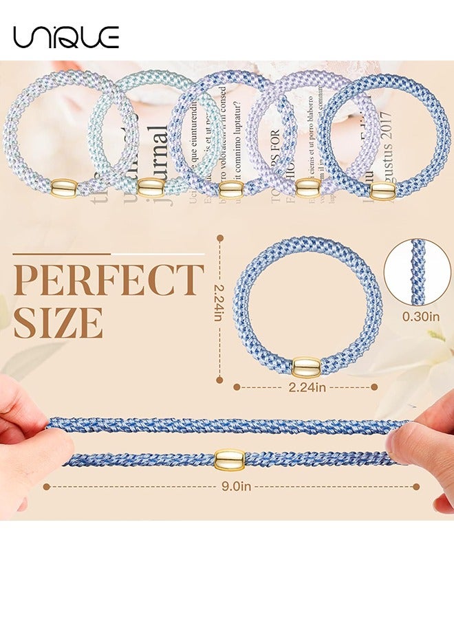 Unique 10PCS Scrunchie，Ponytail Holders - Elastic Hair Ties for Thick Hair - Braided Hair Bands for Women Girls's Hair - Blue Sky  - Image 2