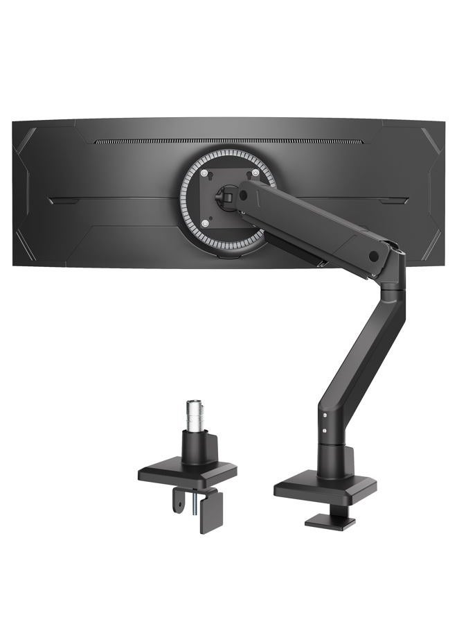 Montek Single Monitor Arm for Max 45 Inch Ultrawide Screens Adjustable Monitor Desk Mount Holds 35 Lbs Cable Management with Clamp/Grommet Desk Mount, VESA 75/100mm, MA1007BK - Image 1