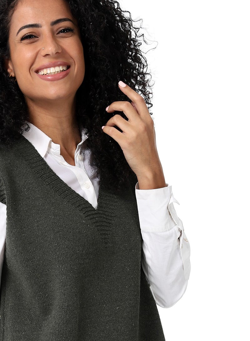 Caesar Women's wool vest with fringes on the side - Image 3