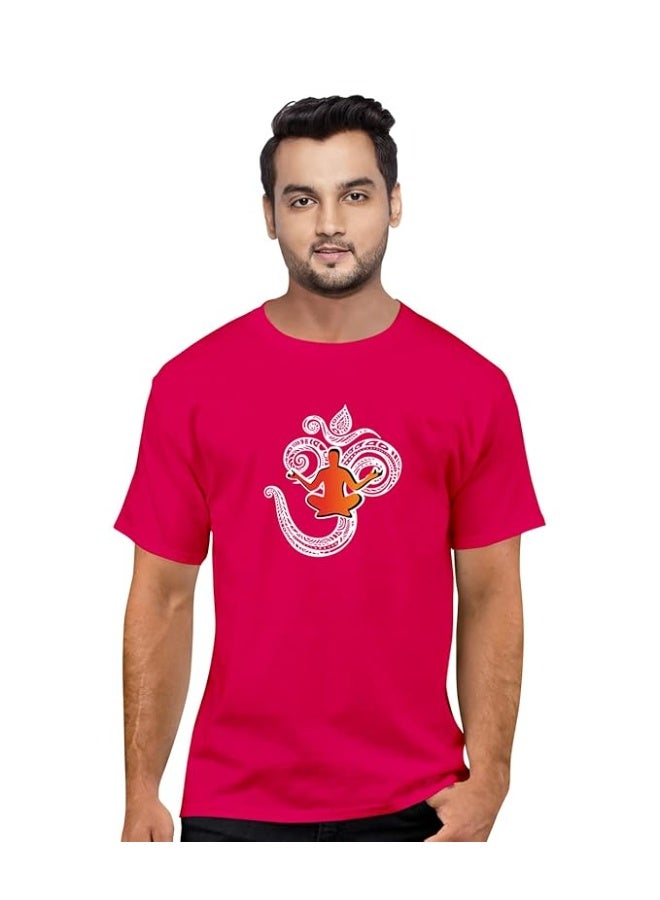 OPLU Store Men's Regular Fit Cotton Printed Tshirt, DarkPink_3XL - Image 1