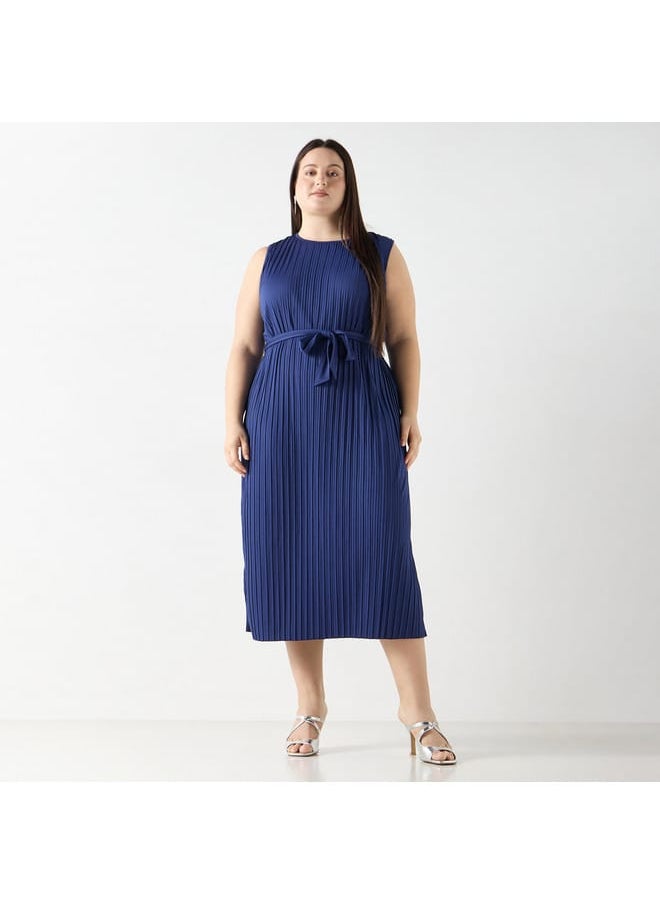 Ulla Popken Plus Size Ulla Popken Pleated Sleeveless Midi Dress  - Image 1