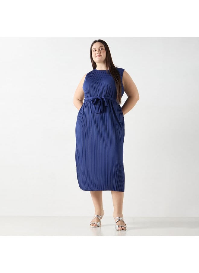 Ulla Popken Plus Size Ulla Popken Pleated Sleeveless Midi Dress  - Image 2