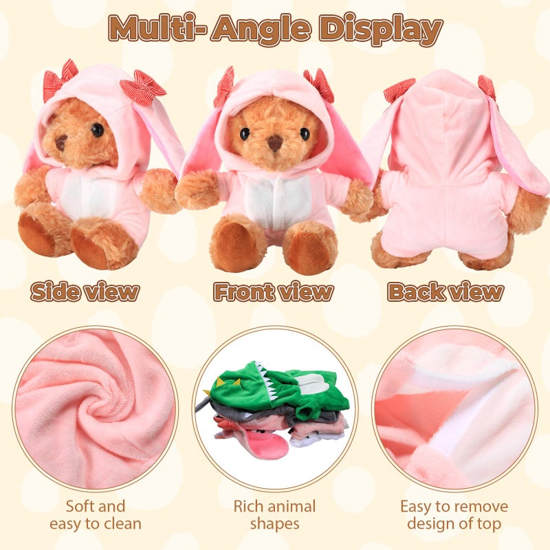 Vertintong 5 Pcs Bear Clothes With 1 Pcs Bear  Stuffed Animal Clothes Fit 6-8 Inches Plush Toy Doll Small Outfit Stuffed Animal Accessories Cute Hoodie Diy Toy - Image 3