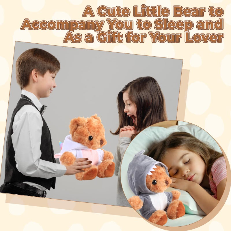 Vertintong 5 Pcs Bear Clothes With 1 Pcs Bear  Stuffed Animal Clothes Fit 6-8 Inches Plush Toy Doll Small Outfit Stuffed Animal Accessories Cute Hoodie Diy Toy - Image 5