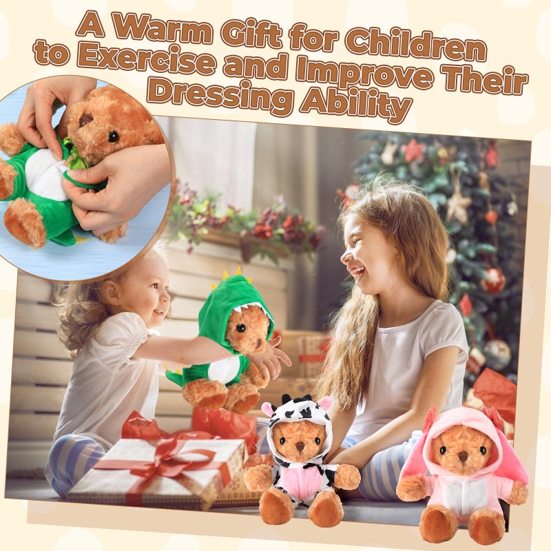 Vertintong 5 Pcs Bear Clothes With 1 Pcs Bear  Stuffed Animal Clothes Fit 6-8 Inches Plush Toy Doll Small Outfit Stuffed Animal Accessories Cute Hoodie Diy Toy - Image 4