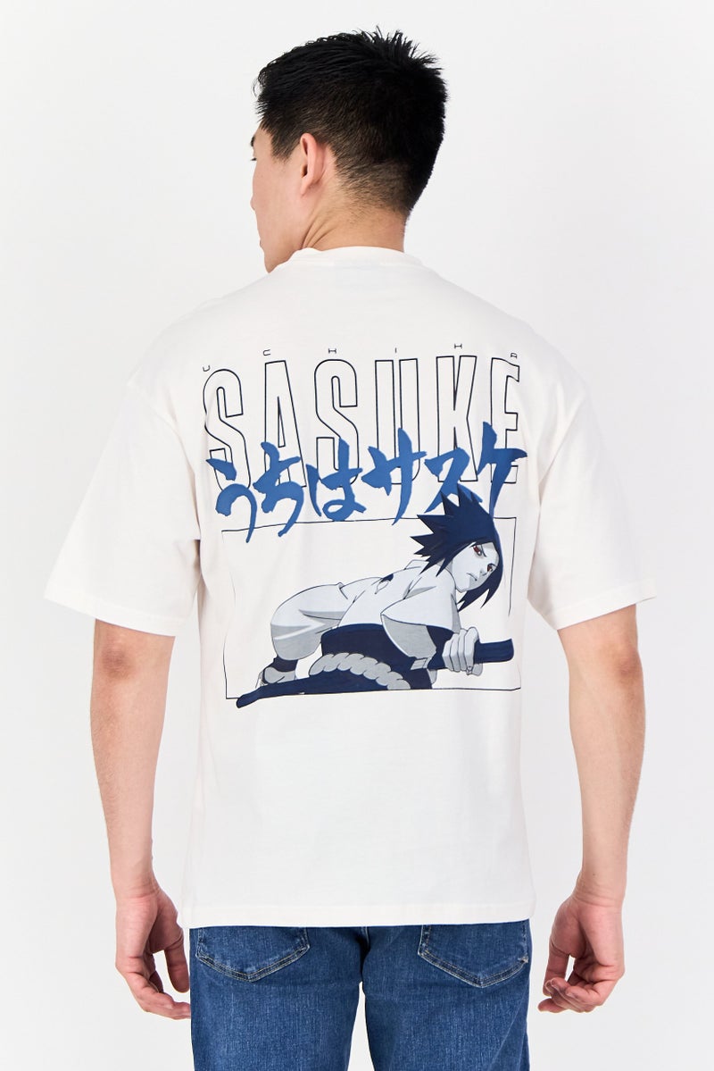 Naruto Men Crew Neck Short Sleeve Graphic Print T-Shirt, Off White - Image 3