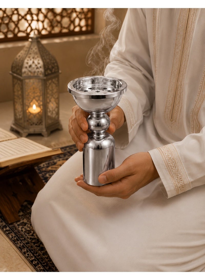 مبخرة معدنية ذهبية مزخرفة – حامل بخور للديكور المنزلي ورمضان والعيد والهدايا الإسلامية - Image 2