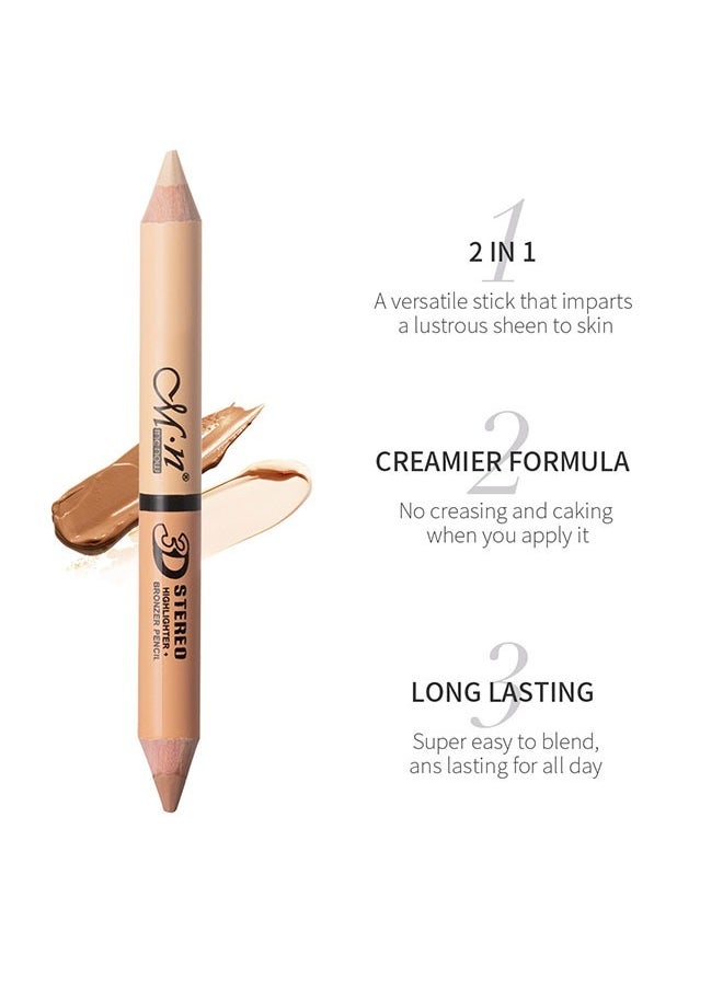 Highlighter Contour 2 In 1 Dual Ended Makeup Pen, Double-Ended Design, Can Meet The Needs of Concealer, Highlighting The Contour of The Face, Can Freely Match Colors According To Different Makeup