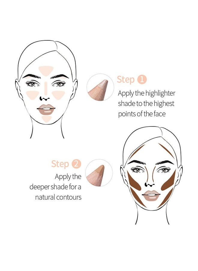 Highlighter Contour 2 In 1 Dual Ended Makeup Pen, Double-Ended Design, Can Meet The Needs of Concealer, Highlighting The Contour of The Face, Can Freely Match Colors According To Different Makeup