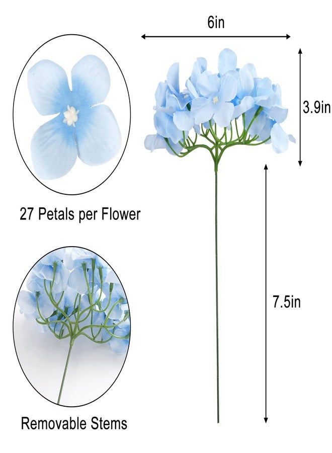 JPSOR 40pcs Artificial Hydrangea Silk Flower Heads with Stems, Fake Flowers for Wedding Centerpiece Home Garden Party Decoration (Blue) - Image 3