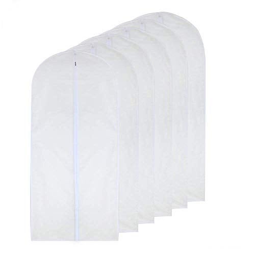 HomeClean Garment Bags for Hanging Clothes 24'' x 48'' Long Suit Dust Hanging Garment Bag White Breathable Suit Covers for Closet Full Zipper Dust Cover for Dance Dress Clothes Pack of 6 - Image 1
