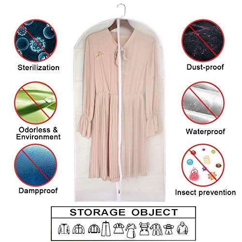 HomeClean Garment Bags for Hanging Clothes 24'' x 48'' Long Suit Dust Hanging Garment Bag White Breathable Suit Covers for Closet Full Zipper Dust Cover for Dance Dress Clothes Pack of 6 - Image 4
