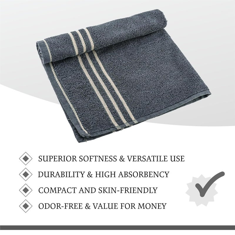 Kuber Industries Kuber Industries Pack of 6 Soft Cotton Face Towels For Men Women Easily Washable Pocket Towels Workout Gym Napkins For Men Dark Grey Brown  - Image 4