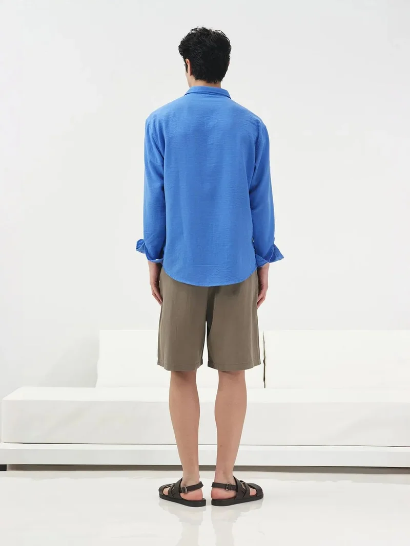 جيستو GIESTO Mid Waist Wide Leg Tencel Shorts