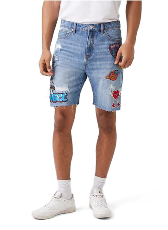 FOREVER 21 - Hazy Daze Patch Denim Shorts - Image 1