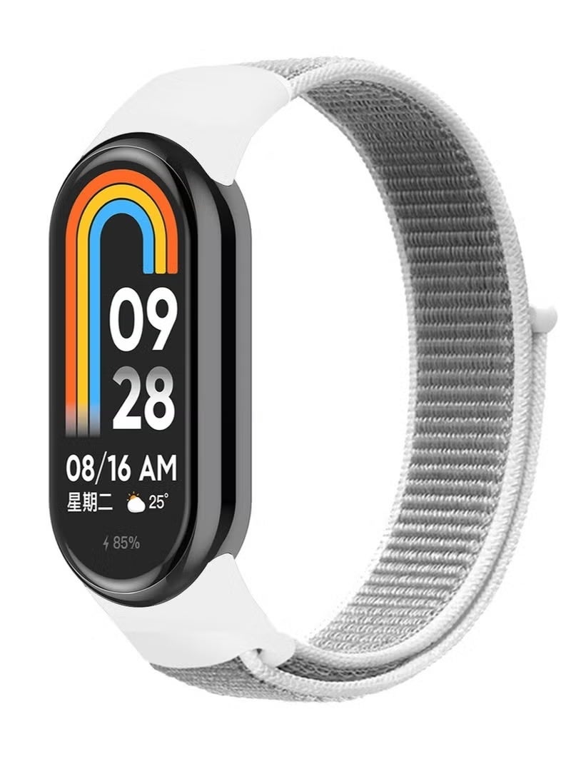 DeHuCg Nylon Strap Compatible with Xiaomi Mi Band 10/Mi Band 9/Mi Band 8 Soft Adjustable Band for Men and Women White - Image 1