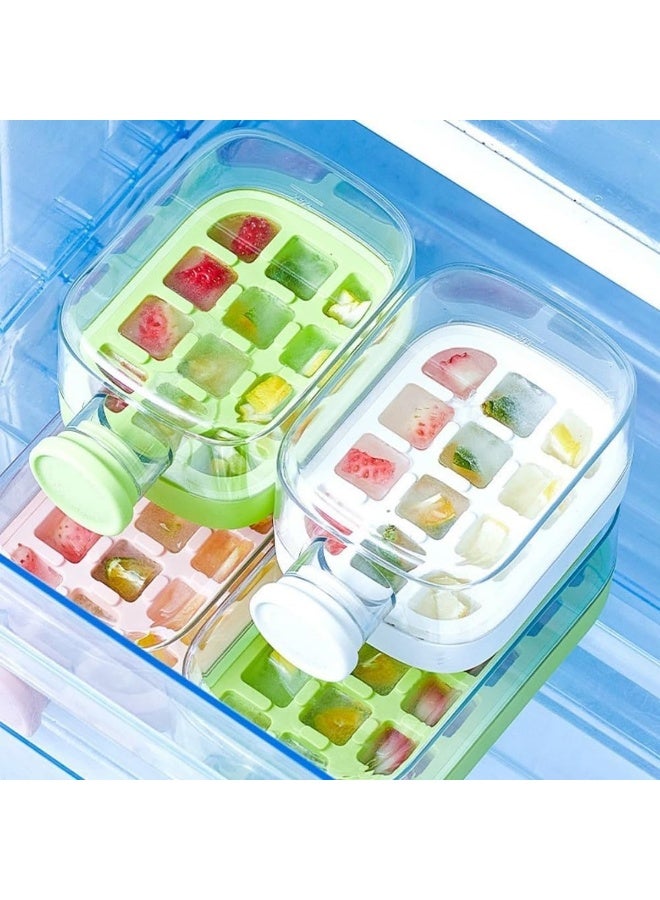 سوفام مكعب ثلج، صينية مكعب ثلج خالية من اللمس، 2 بوصة 1، زجاجة مكعب ثلج مع غطاء وصندوق، 800 مللي، قوالب مكعب ثلج من السيليكون المرن مع القش، يمكن إعادة استخدامها للقهي، عصير (أخضر) - Image 4