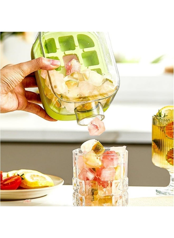 سوفام مكعب ثلج، صينية مكعب ثلج خالية من اللمس، 2 بوصة 1، زجاجة مكعب ثلج مع غطاء وصندوق، 800 مللي، قوالب مكعب ثلج من السيليكون المرن مع القش، يمكن إعادة استخدامها للقهي، عصير (أخضر) - Image 3