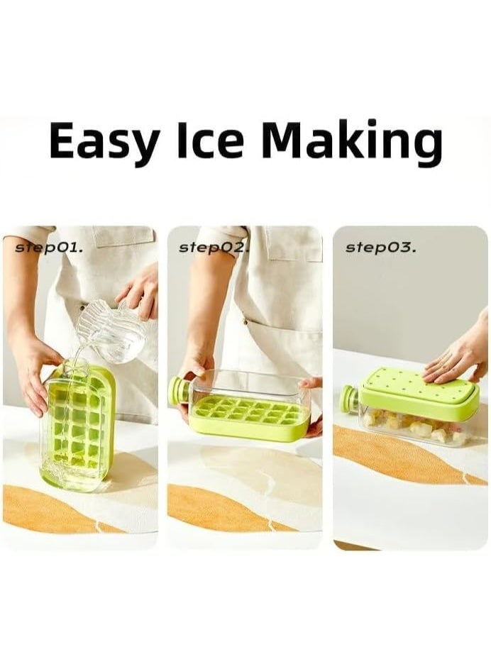 سوفام مكعب ثلج، صينية مكعب ثلج خالية من اللمس، 2 بوصة 1، زجاجة مكعب ثلج مع غطاء وصندوق، 800 مللي، قوالب مكعب ثلج من السيليكون المرن مع القش، يمكن إعادة استخدامها للقهي، عصير (أخضر) - Image 5