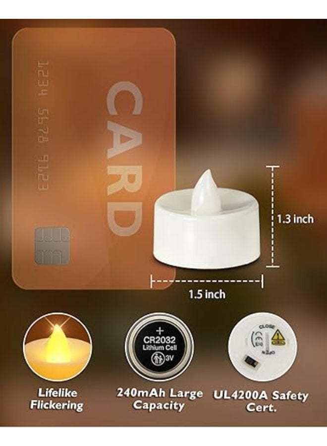 24 Pack Battery LED Tea Lights, Lasts 3X Longer, 200Hours, Flameless - Image 2