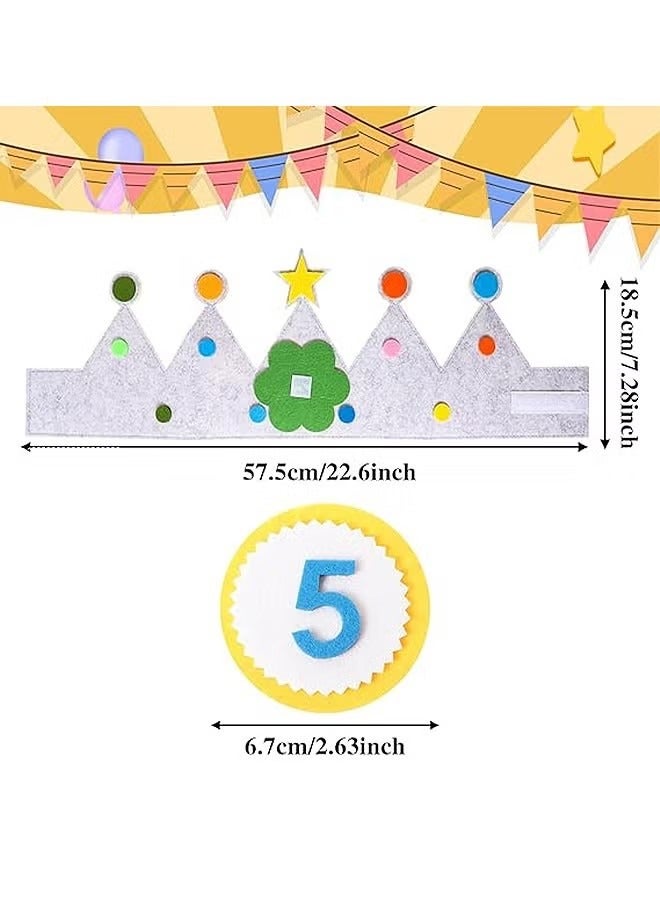 JIMATOR Felt Crown Birthday Hats with 3D Numbers Stickers, 0-9 Replaceable Numbers Birthday Cake Hat, Party Decorations for Kids Birthday - Image 2