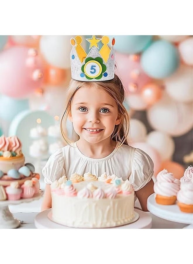 JIMATOR Felt Crown Birthday Hats with 3D Numbers Stickers, 0-9 Replaceable Numbers Birthday Cake Hat, Party Decorations for Kids Birthday - Image 4