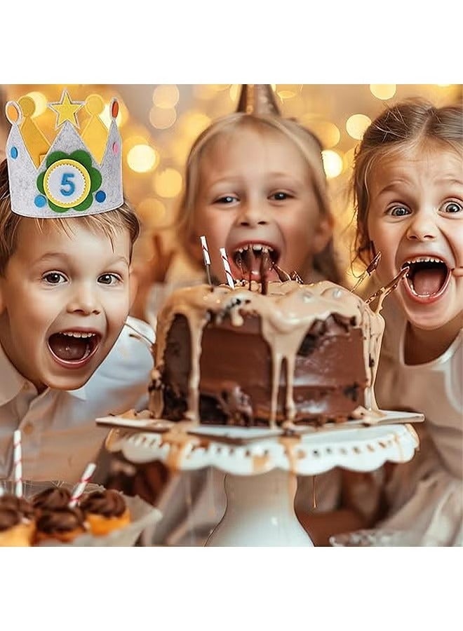 JIMATOR Felt Crown Birthday Hats with 3D Numbers Stickers, 0-9 Replaceable Numbers Birthday Cake Hat, Party Decorations for Kids Birthday - Image 5
