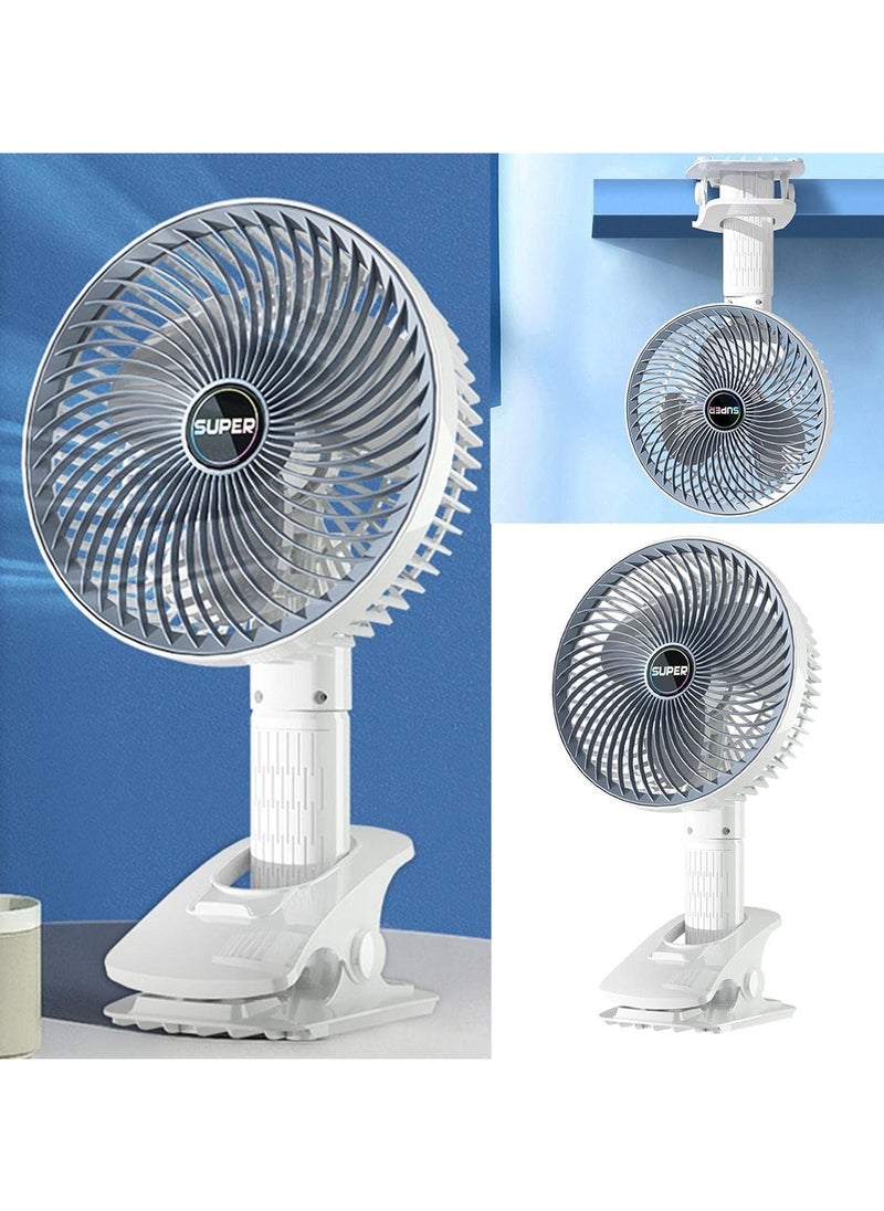 Generic - Mini Portable Battery Operated Small Powerful Rechargeable Clip On Desk Fan With 3-Speed And 360° Rotation For Home Office Car - Image 1