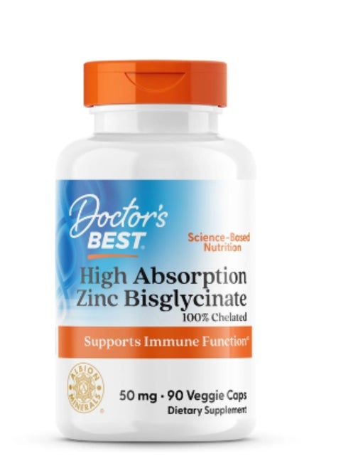 High Absorption Zinc Bisglycinate 50Mg High Potency Supporting Enhancing Immune System Antioxidant 90 Veggie Capsule