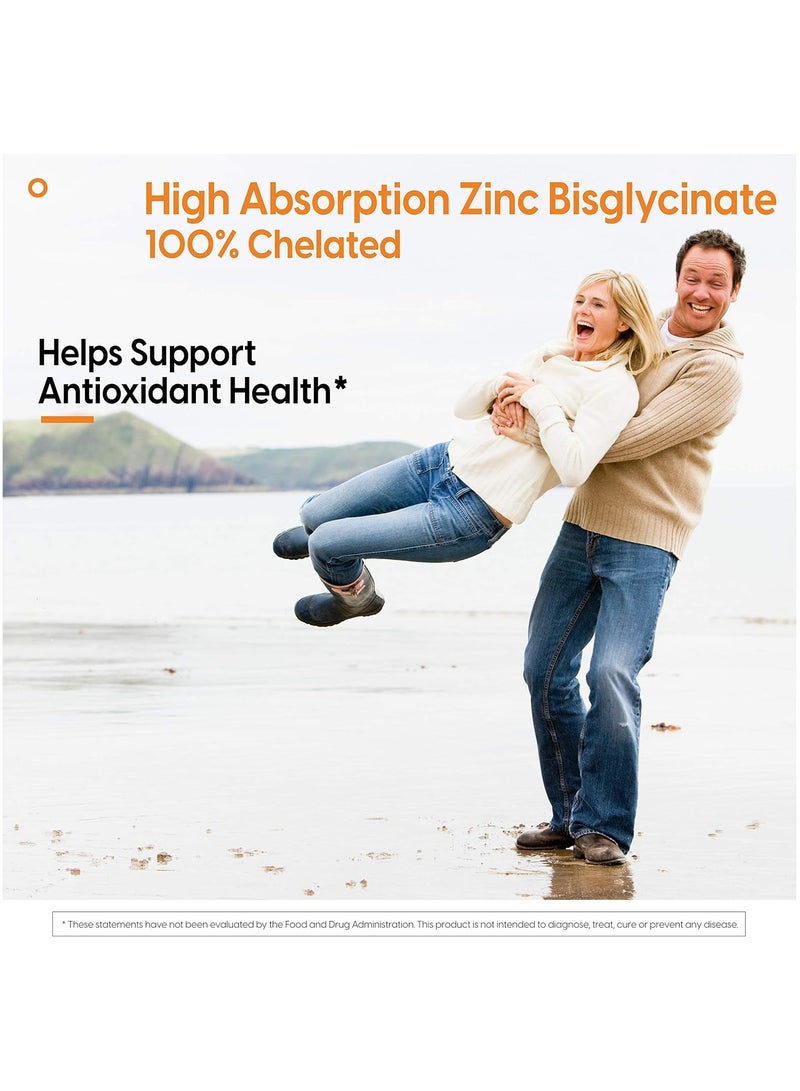 High Absorption Zinc Bisglycinate 50Mg High Potency Supporting Enhancing Immune System Antioxidant 90 Veggie Capsule
