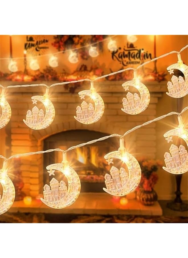 The Bros Ramadan String Lights Star Moon Lights Ramadan Decorations for Home Battery Powered Eid Islamic Wall Decor Eid Mubarak LED Moon Lamp Muslim Ramadan Light Eid Ornaments  - Image 1