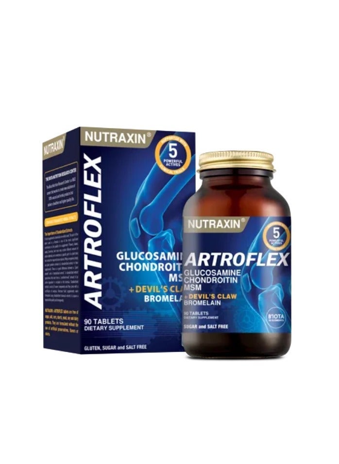 نوتركسين نوتراكسين أرتروفلكس يحتوي على الجلوكوزامين كوندرويتين 2700 مجم وMSM 1200 مجم مع بروميلين 198 مجم لدعم العظام والمفاصل وآلام التهاب المفاصل 90 قرصًا - Image 1