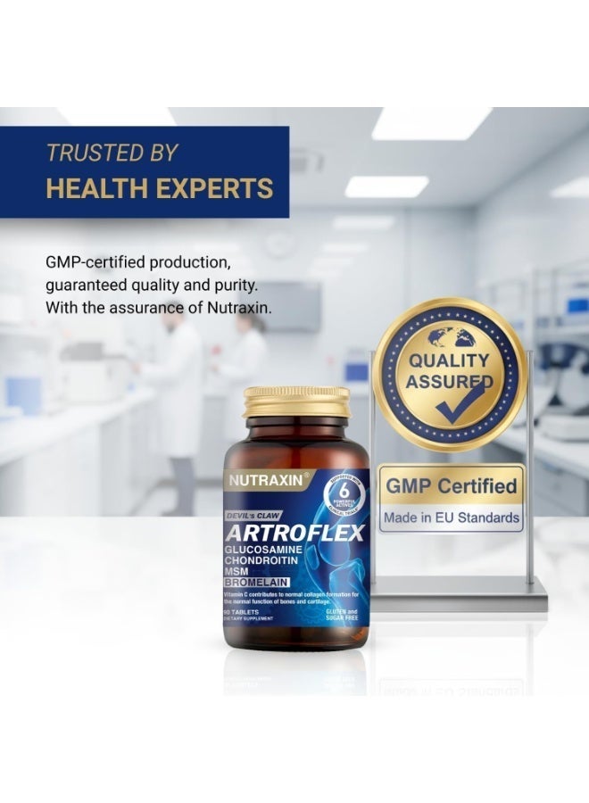 نوتركسين نوتراكسين أرتروفلكس يحتوي على الجلوكوزامين كوندرويتين 2700 مجم وMSM 1200 مجم مع بروميلين 198 مجم لدعم العظام والمفاصل وآلام التهاب المفاصل 90 قرصًا - Image 4