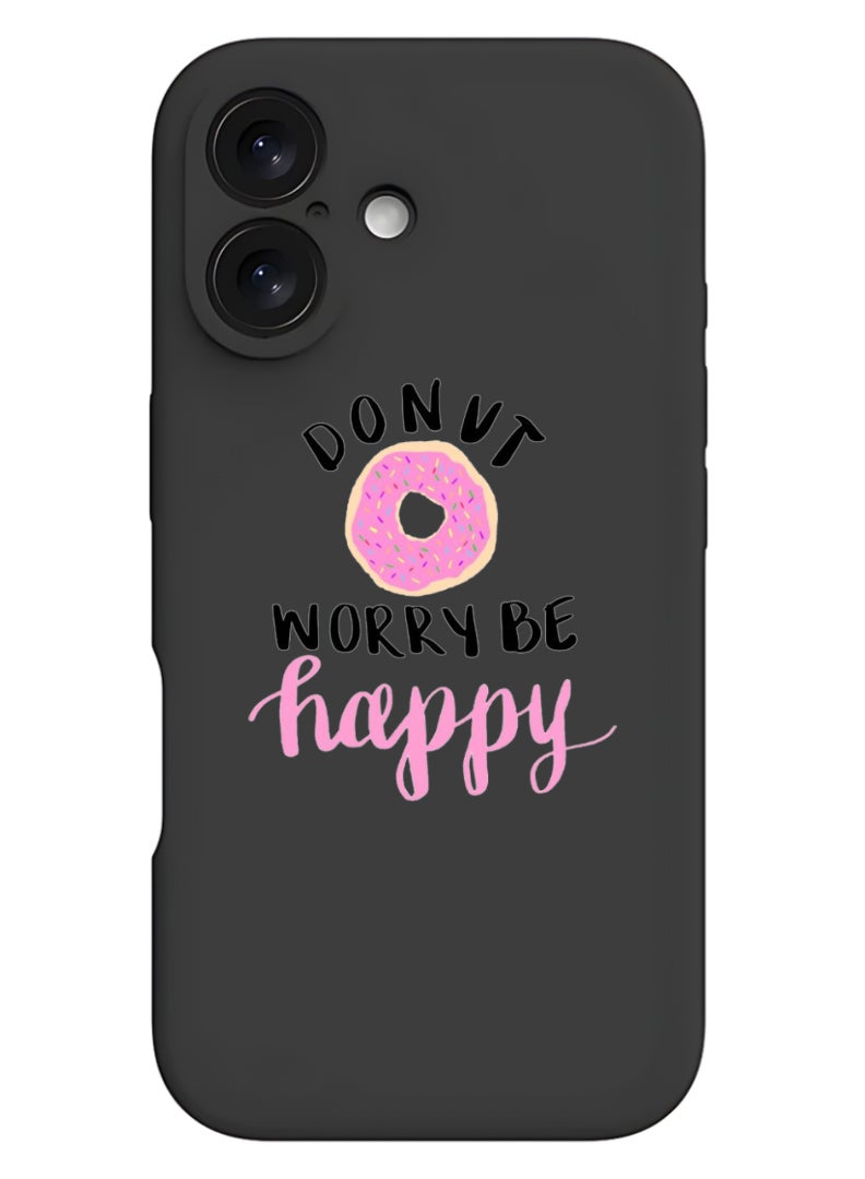 Theodor iPhone 16 Black Protective Slim Fit Case Liquid Silicone Cover with Full Body Protection Anti-Scratch Shockproof Case For iPhone - dont-worry-be-happy - Image 1