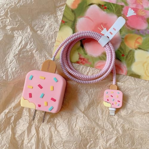 KEKOZE 4-in-1 Charging Accessory Kit Compatible with iPhone 20W Silicone Charger Cover, Cable Tie, Bend Protector & Storage Case | Durable Protection - Pink - Image 2