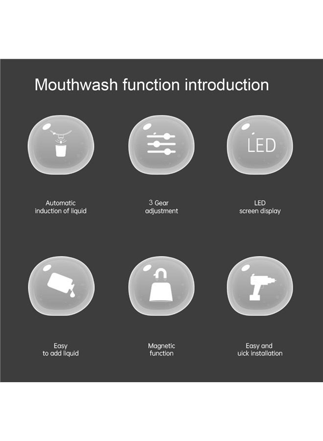 Automatic Mouthwash Dispenser Wall Mount,540mL Touchless Mouth Wash Dispenser for Bathroom with 2 Magnetic Cups(Black)  - Image 4
