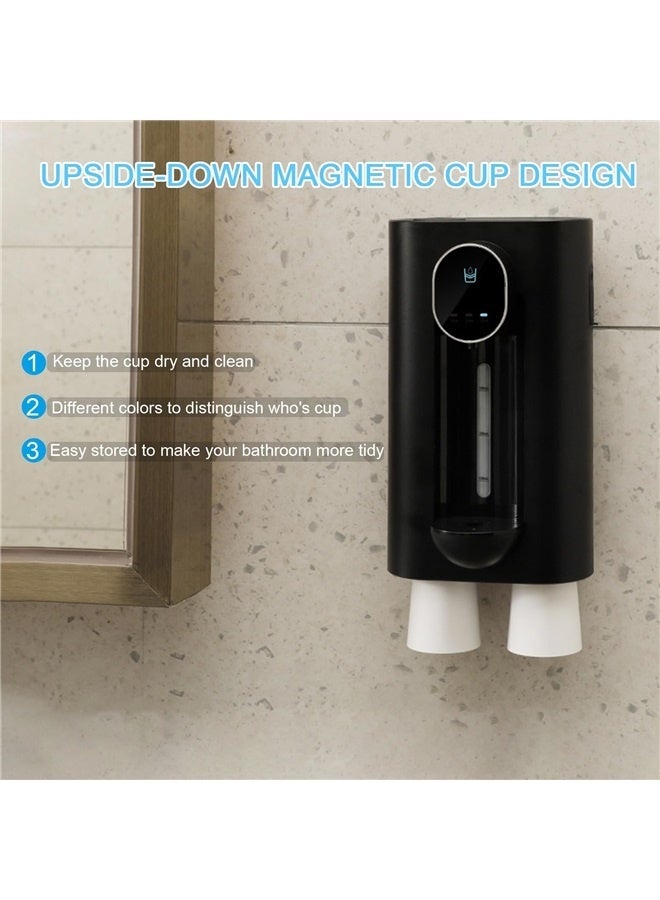 Automatic Mouthwash Dispenser Wall Mount,540mL Touchless Mouth Wash Dispenser for Bathroom with 2 Magnetic Cups(Black)  - Image 2