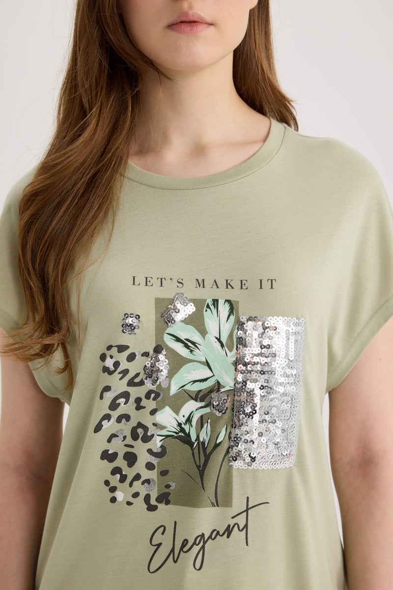 DeFacto Woman Crew Neck Short Sleeve T-Shirt  - Image 4