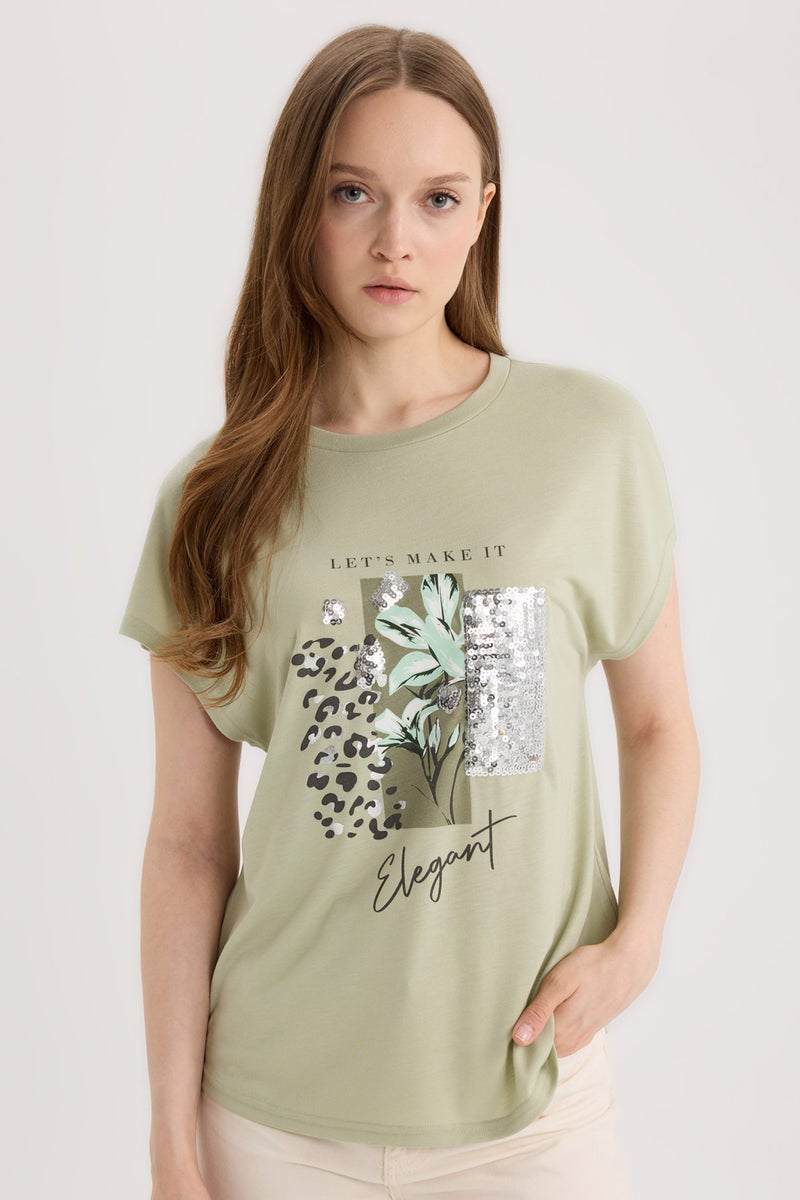 DeFacto Woman Crew Neck Short Sleeve T-Shirt  - Image 1