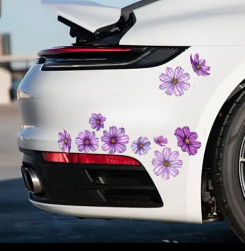 MAKTEM Purple Watercolor Flowers Set for Car Decal Waterproof Vinyl Peel and Stick Window Bumper Body Hood Bonnet Flower Decorative Car Sticker Cosmos - Image 1