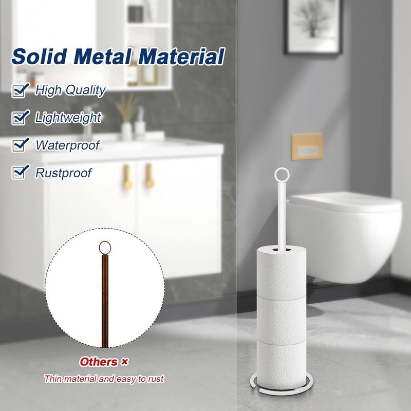 INDIDECOR INDIDECOR 38168 Bath Toilet Paper Holder Stand, Free Standing Tissue Paper Storage with Reserve, Space Toilet 4 Rolls Holder for Bathroom/Kitchen Countertop-All Metal (1 Pack, Matte Black) - Image 3