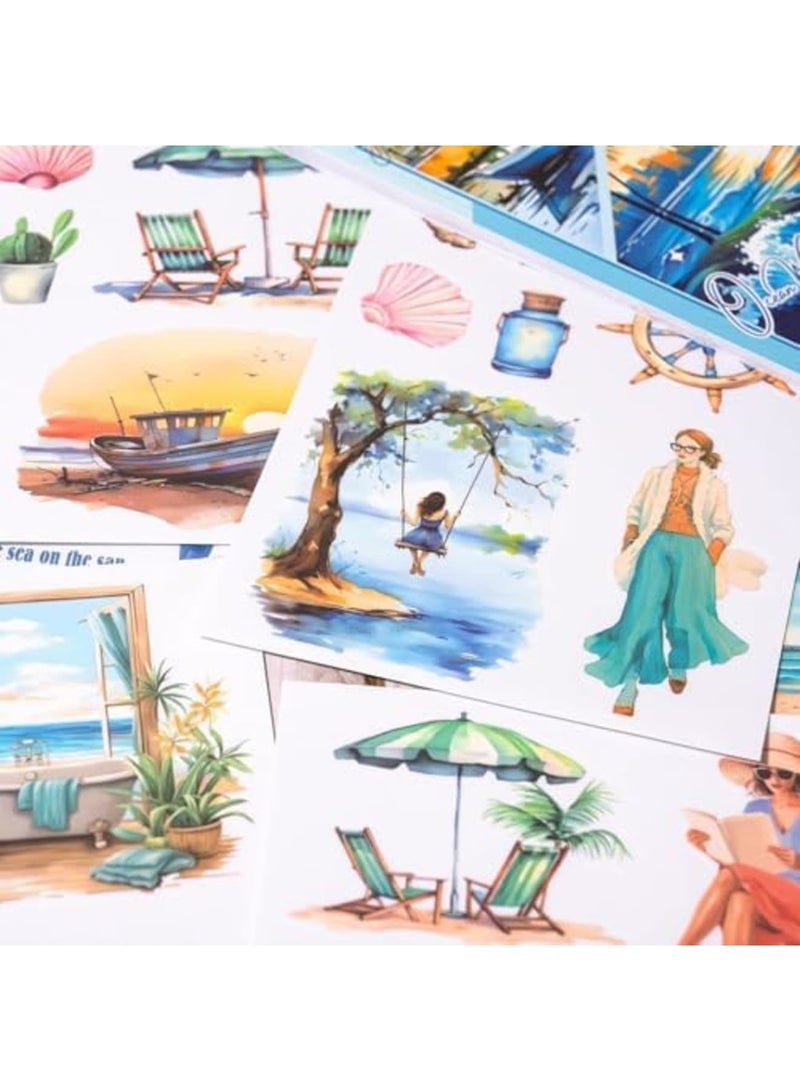 SYOSI Scrapbook Sticker Book,20 Sheets Journaling Stickers,Junk Journal Supplies,Pre-Cut Aesthetic PET Materials,Watercolor Scrapbooking Stickers for Adults,Decorative Ephemera DIY Arts & Craft(Multicolor) - Image 2