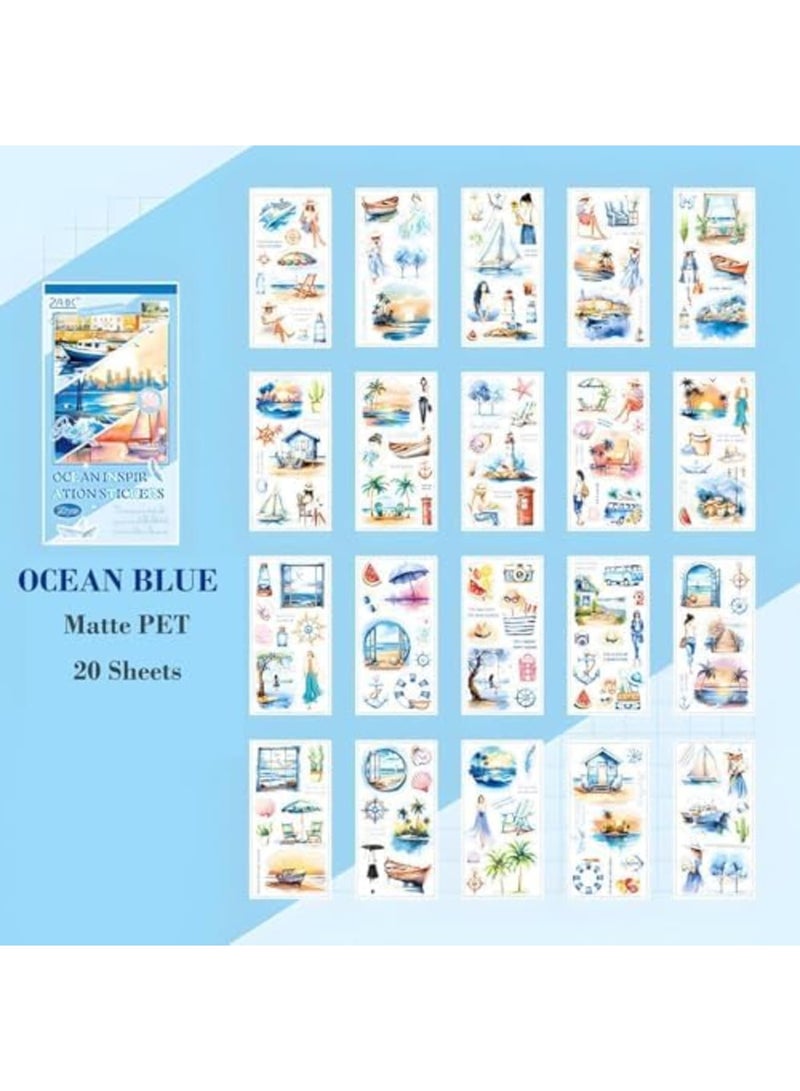 SYOSI Scrapbook Sticker Book,20 Sheets Journaling Stickers,Junk Journal Supplies,Pre-Cut Aesthetic PET Materials,Watercolor Scrapbooking Stickers for Adults,Decorative Ephemera DIY Arts & Craft(Multicolor) - Image 4